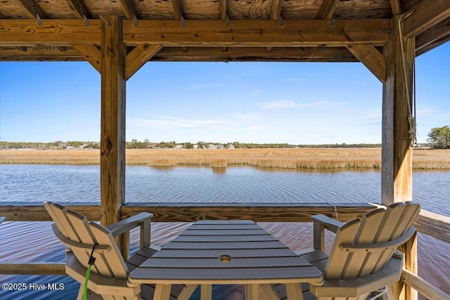 view of dock featuring a water view