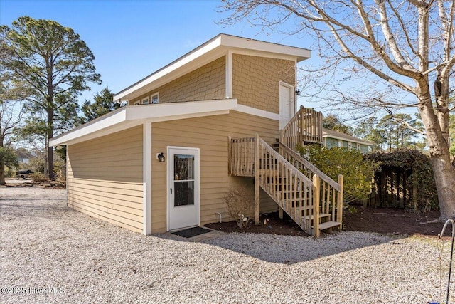 exterior space featuring stairs