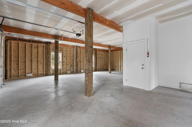 garage with a garage door opener