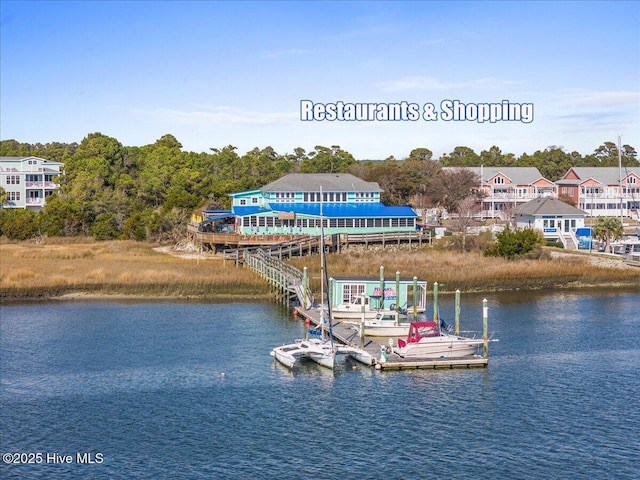 view of dock featuring a water view