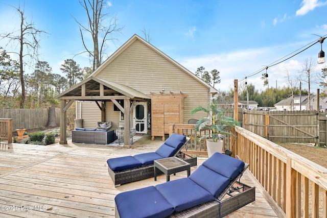 deck with an outdoor hangout area