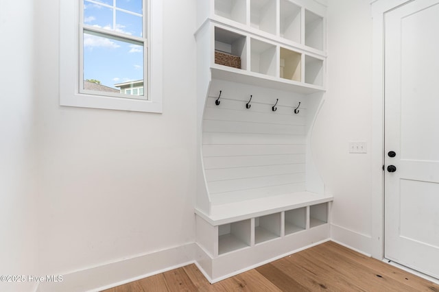 mudroom featuring wood-type flooring