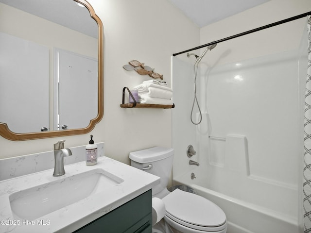 full bathroom featuring vanity, toilet, and shower / bath combination