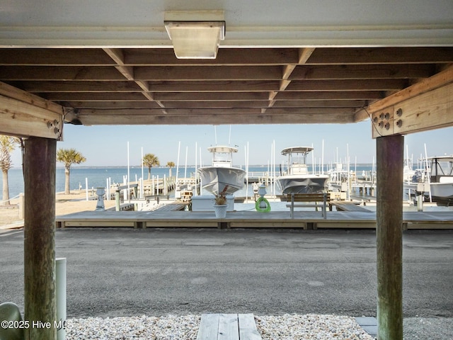 dock area featuring a water view