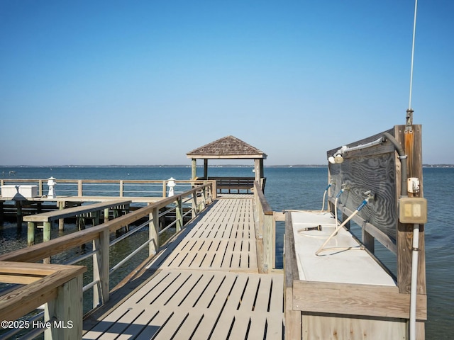 view of dock featuring a water view