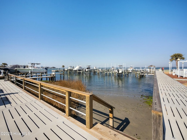 dock area featuring a water view