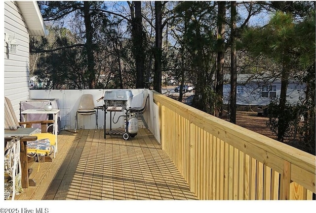 deck with a grill