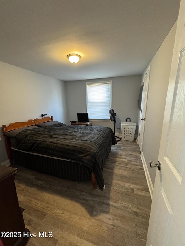 bedroom featuring dark wood-type flooring