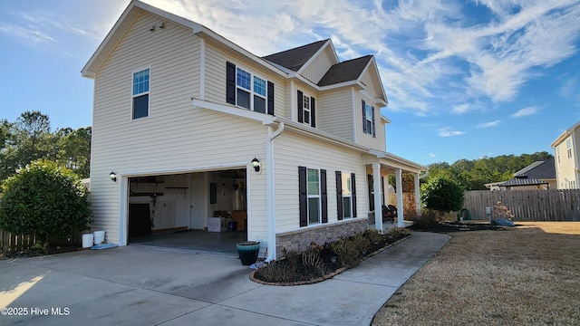 view of front facade with a garage