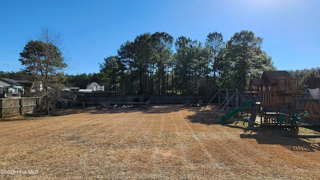 view of yard featuring a playground