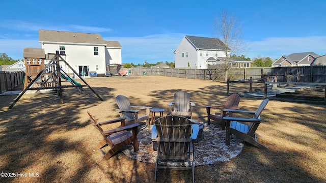 view of yard with a playground