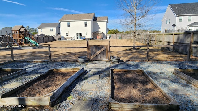 view of yard with a playground