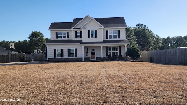 view of front of property with a front lawn