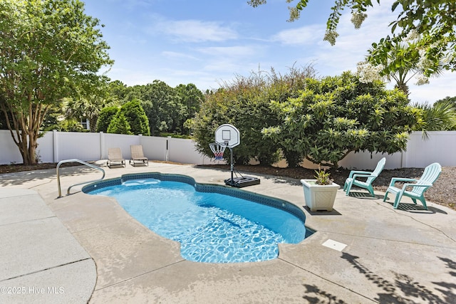 view of swimming pool featuring a patio