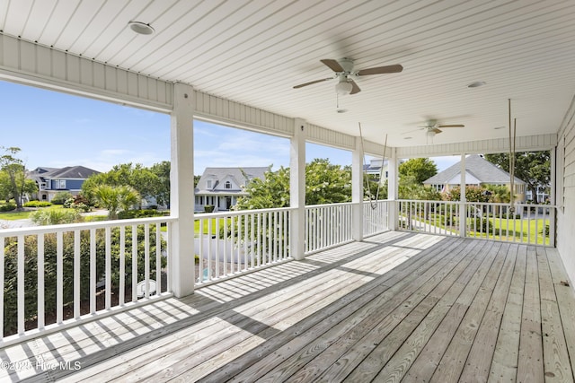 deck featuring ceiling fan