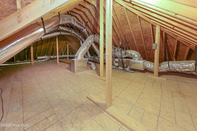 view of unfinished attic