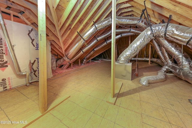 view of unfinished attic