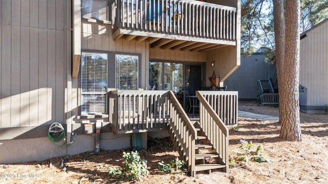 doorway to property with a balcony