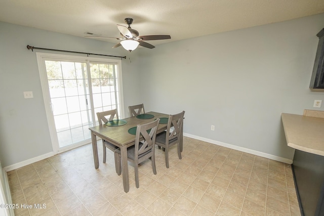 dining room with ceiling fan