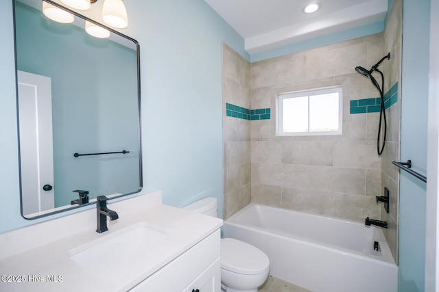 5228 E Beach Dr, Oak Island, NC 28465 - bathroom with toilet, shower / bath combination, and vanity