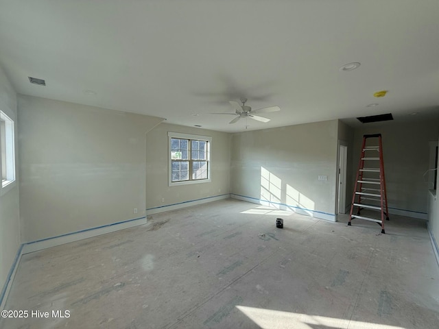 unfurnished room with ceiling fan