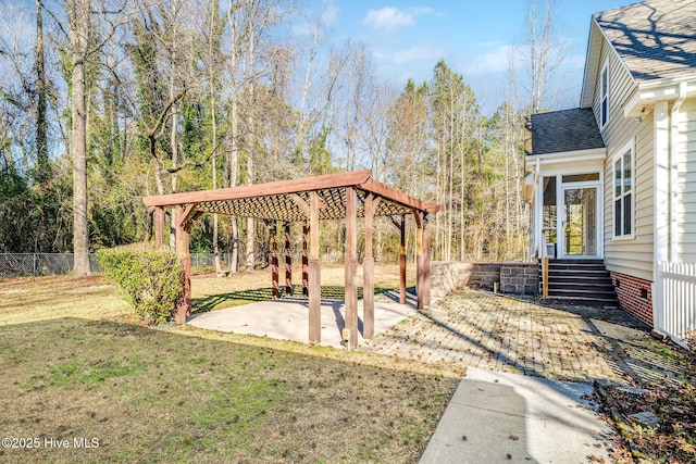 view of yard with a patio and a gazebo