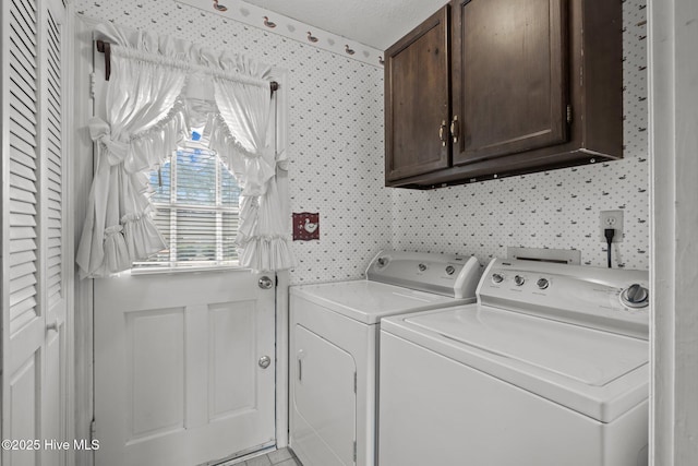 laundry room featuring cabinets and washing machine and clothes dryer