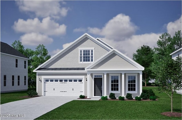 view of front facade featuring a garage and a front yard