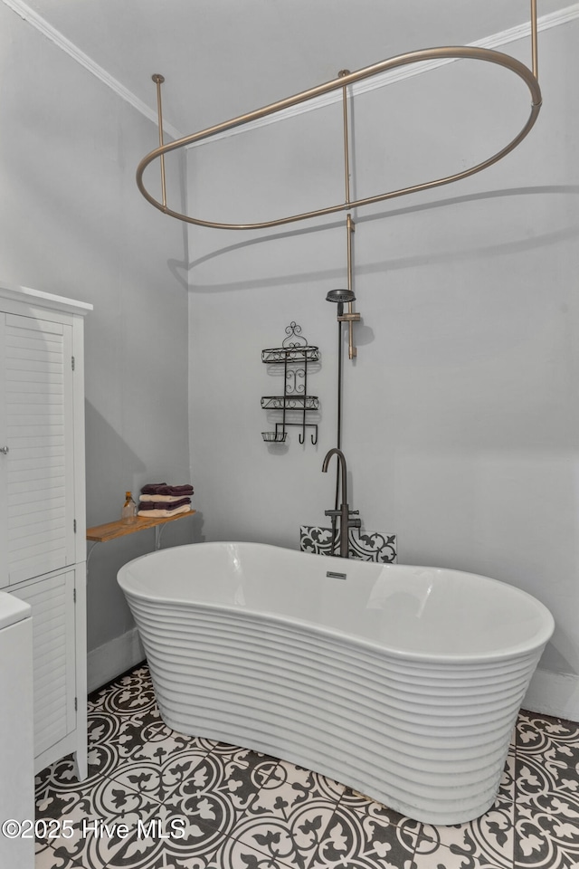 bathroom featuring tile patterned flooring and a bathtub