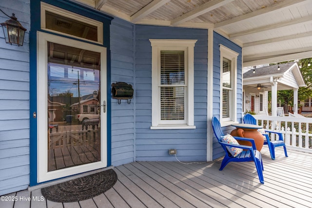 wooden terrace with covered porch