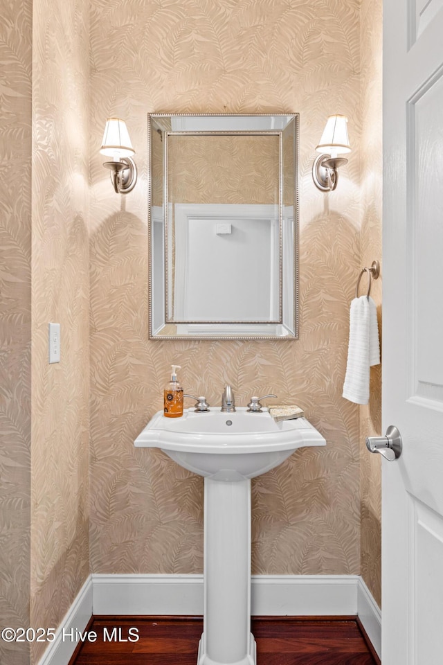 bathroom featuring hardwood / wood-style floors