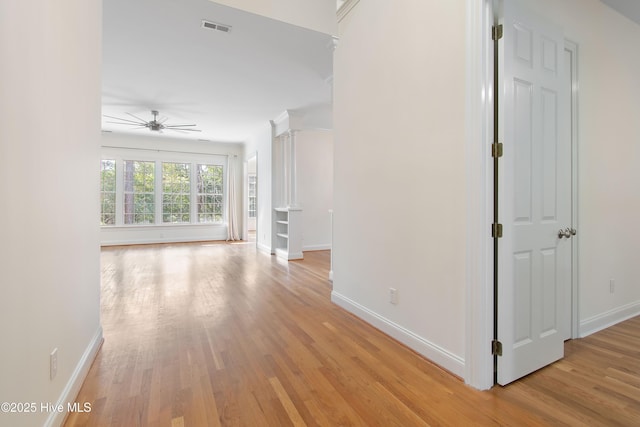 hall featuring light wood-type flooring