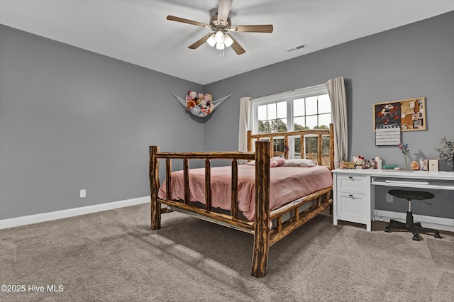 bedroom with carpet floors and ceiling fan