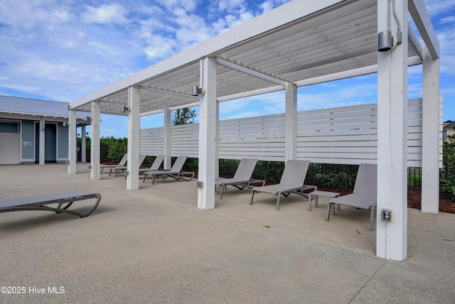 view of patio / terrace featuring a pergola