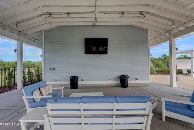 view of patio featuring an outdoor hangout area