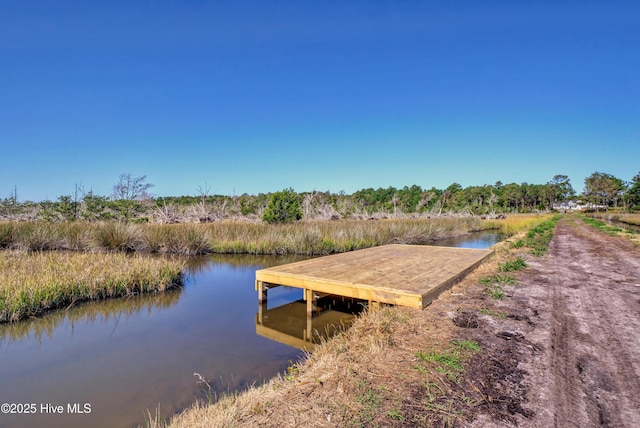 view of dock featuring a water view