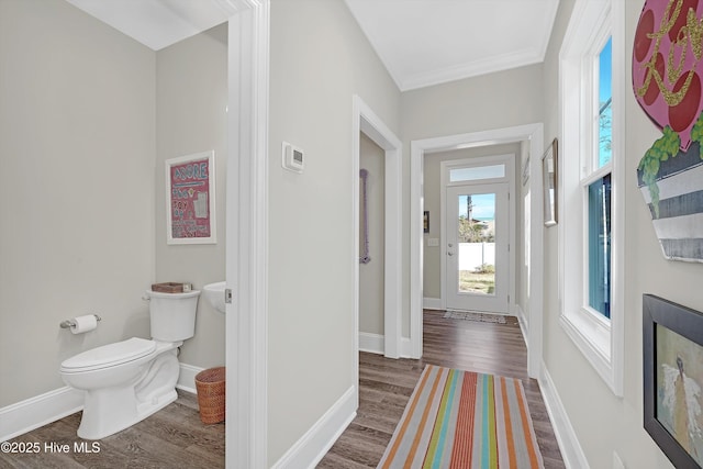 interior space with dark hardwood / wood-style flooring