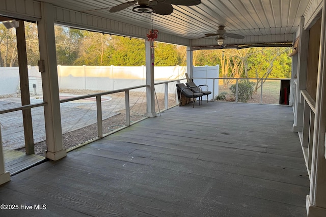 deck featuring ceiling fan