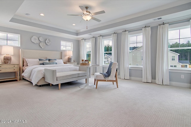 1024 Peace St Lot 73, Leland, NC 28451 - carpeted bedroom with a raised ceiling, baseboards, a ceiling fan, and recessed lighting