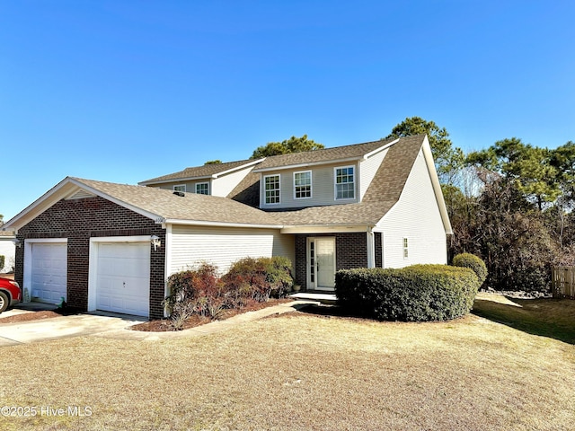 view of front property with a garage