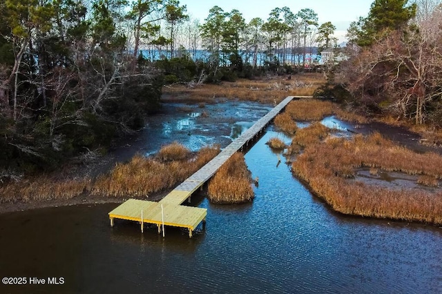 view of dock featuring a water view