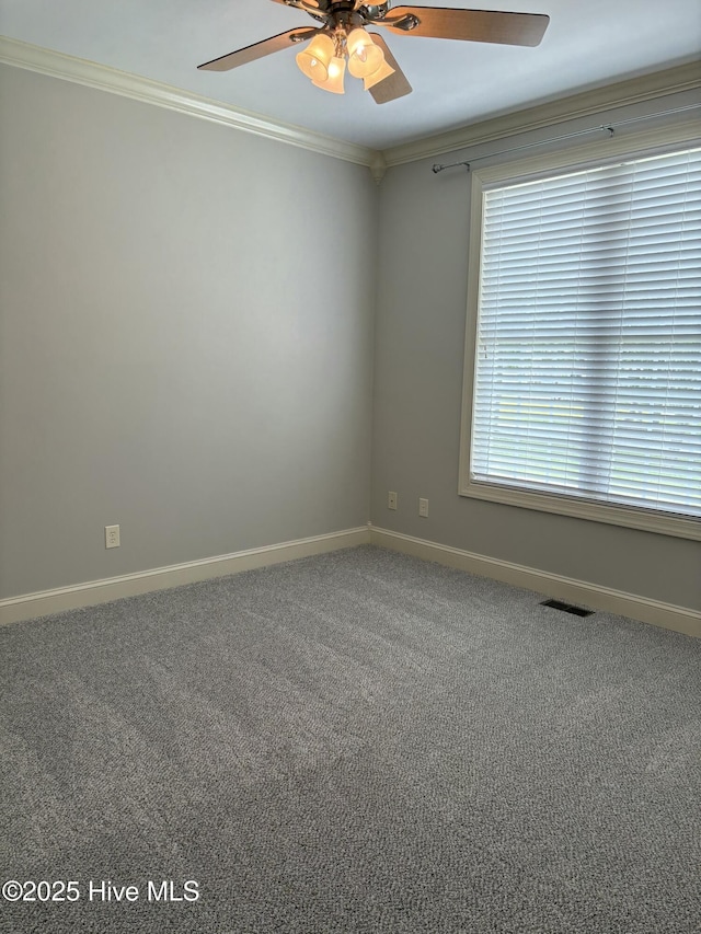 108 Casey Ct, Cedar Point, NC 28584 - carpeted spare room with ceiling fan, ornamental molding, and baseboards
