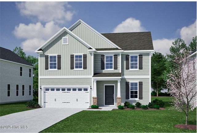 view of front facade featuring a garage and a front yard