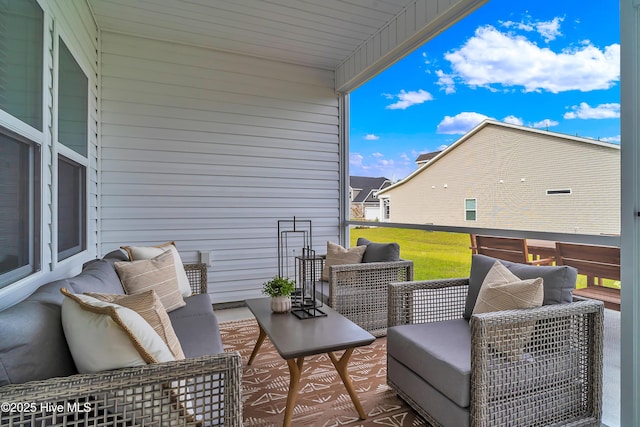 exterior space featuring an outdoor living space