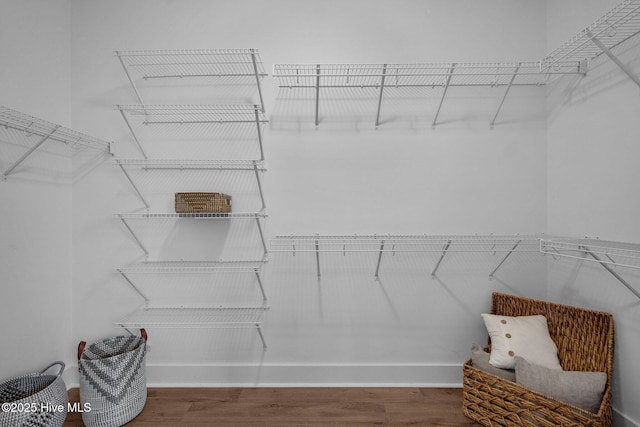 walk in closet featuring hardwood / wood-style floors