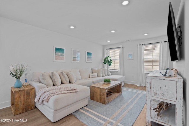 living room with light wood-type flooring