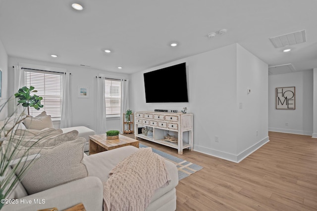 living room featuring light hardwood / wood-style floors