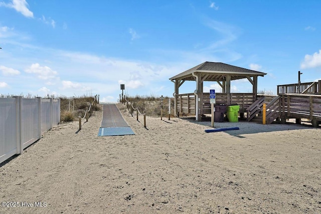 view of play area featuring fence