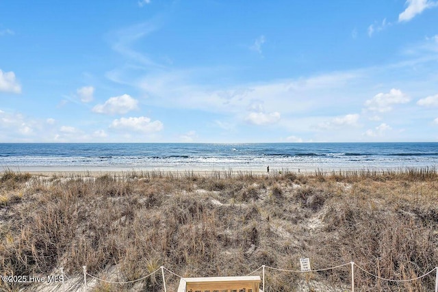 view of water feature featuring a beach view