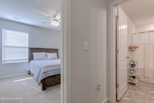 bedroom featuring ceiling fan